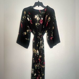 Very J Black and Red Wrap Kimono with Dolman Sleeves
